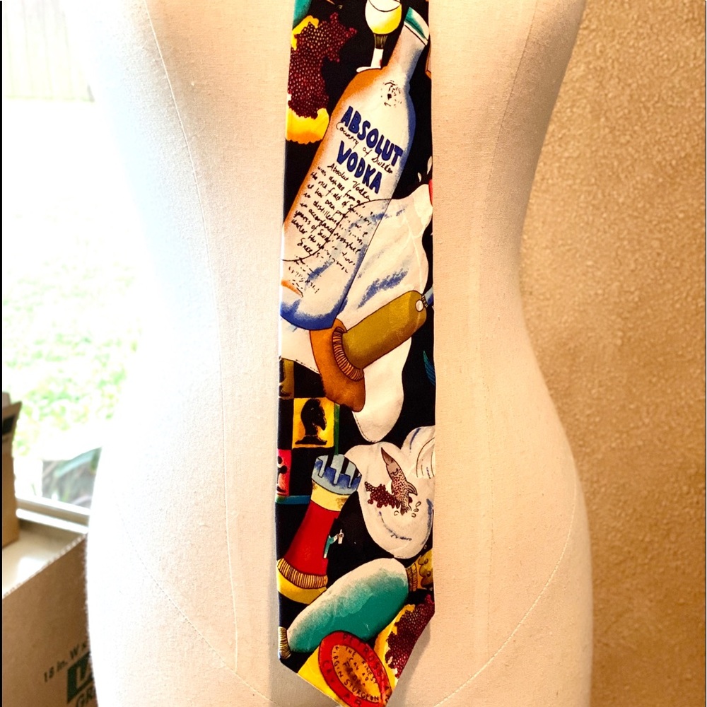 Vintage Nicole Miller Absolut & Caviar tie